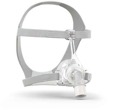 Side view of ResMed AirFit N20 Classic CPAP mask showing plush headgear and adaptive frame