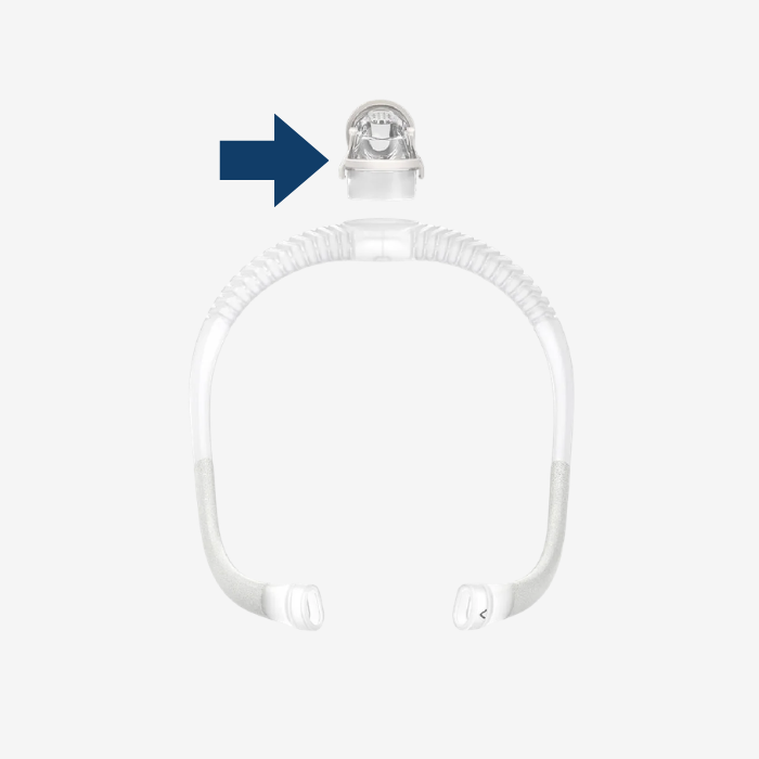 ResMed AirFit N30i P30i CPAP mask elbow connector replacement for sleep apnea therapy.