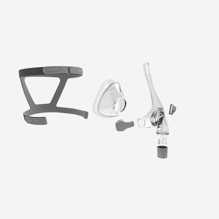 BMC F5 full face CPAP mask with slim frame and groove-fit cushion for sleep apnea therapy.