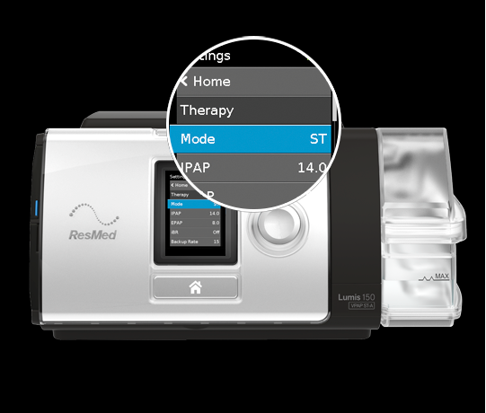 Lumis 150 VPAP ST by ResMed – intelligent noninvasive ventilator for sleep and respiratory conditions