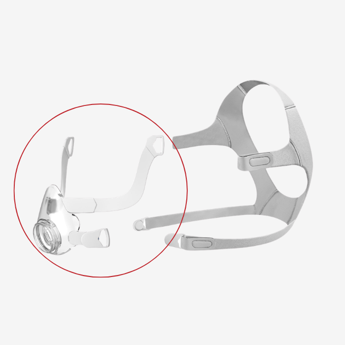 ResMed AirFit F20 CPAP mask frame for sleep apnea therapy.
