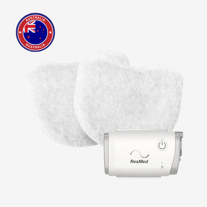 ResMed AirMini CPAP filter replacement 2 pack for portable CPAP machine sleep apnea therapy.