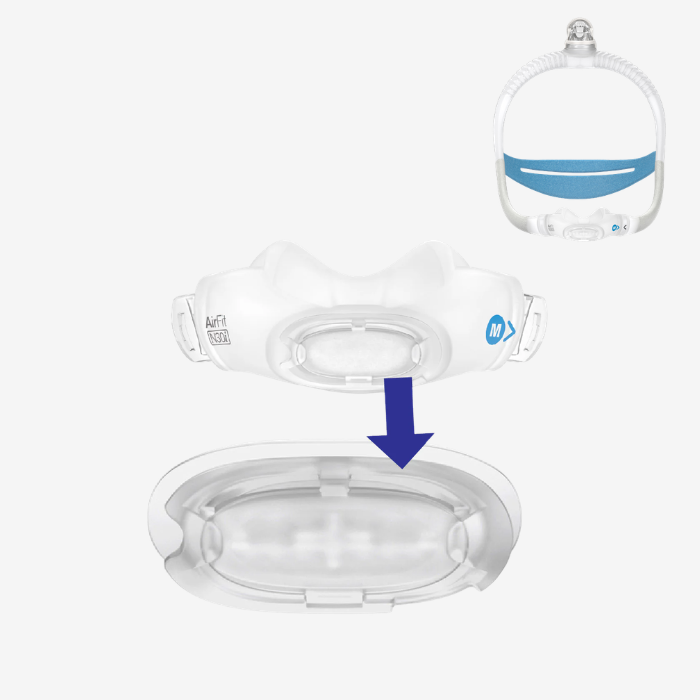 ResMed AirFit N30i QuietAir vent for nasal cradle CPAP mask sleep therapy.
