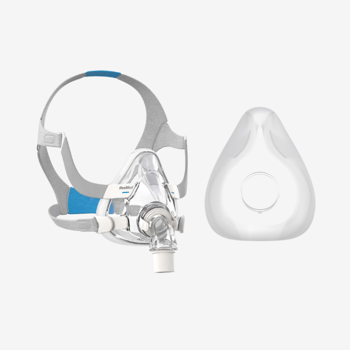 ResMed AirFit F20 full face CPAP mask with InfinitySeal cushion.