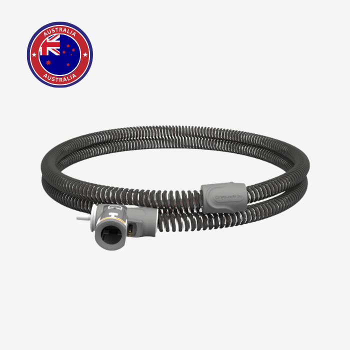ResMed ClimateLineAir Oxy heated CPAP tubing with built-in oxygen connector for CPAP machine sleep apnea therapy.