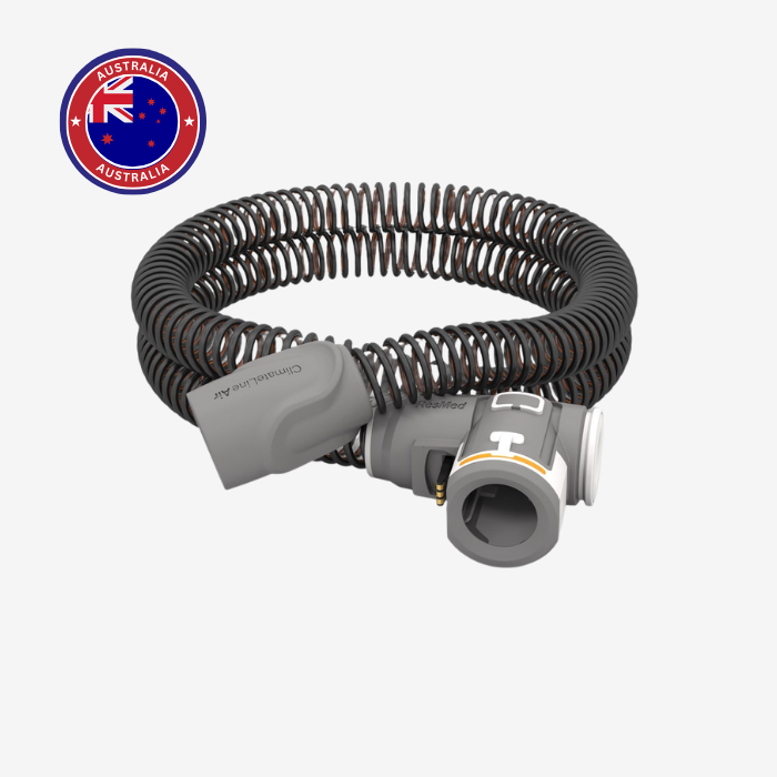 ResMed ClimateLineAir heated CPAP tubing for AirSense 10 sleep apnea therapy.